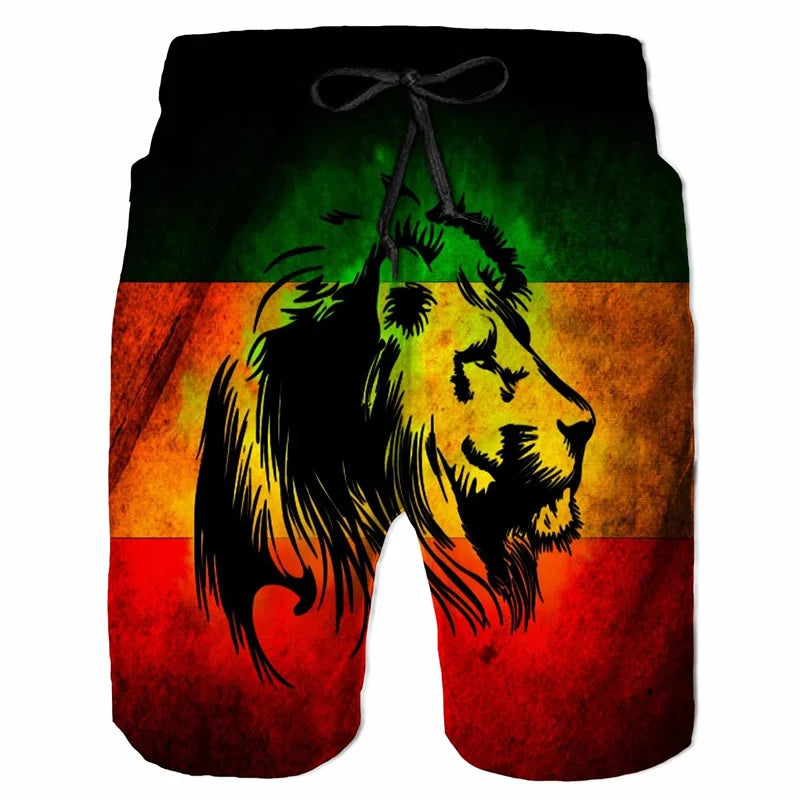 American Flag Gun Weapons Hawaii 3D Printing Hip Hop Board Shorts Summer Swimsuit Surf Swim Trunks Big Size Swimwear Men Beach