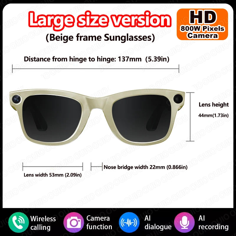 New Al Smart Glasses 800W HD Camera Anti Shake 1080P High-Definition Video Recording Touch Al Voice Wireless Call Smart Glasses