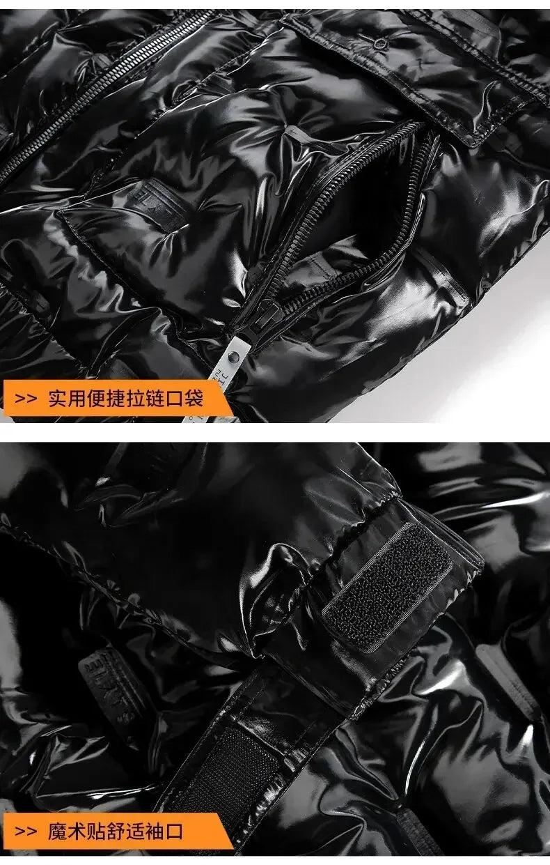 Thermal Coats Mens Thick Warm Glossy Shiny Jackets Brand Outwear Men's Clothing Winter Men's Hooded Parkas Windbreaker Fashion
