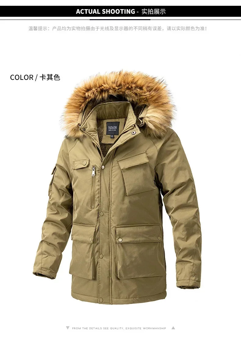 Windbreaker Parkas Coat Coldproof Cotton-padded Male Outerwear Winter Jacket Men Thicken Fleece Jackets Man Streetwear parkas