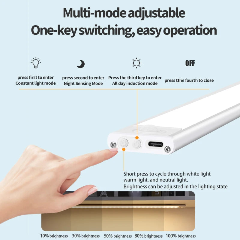 10-60cm LED Ultra Thin Lights Motion Sensor night light Wireless Under Cabinet Lights For Kitchen Closet Cabinet Lighting