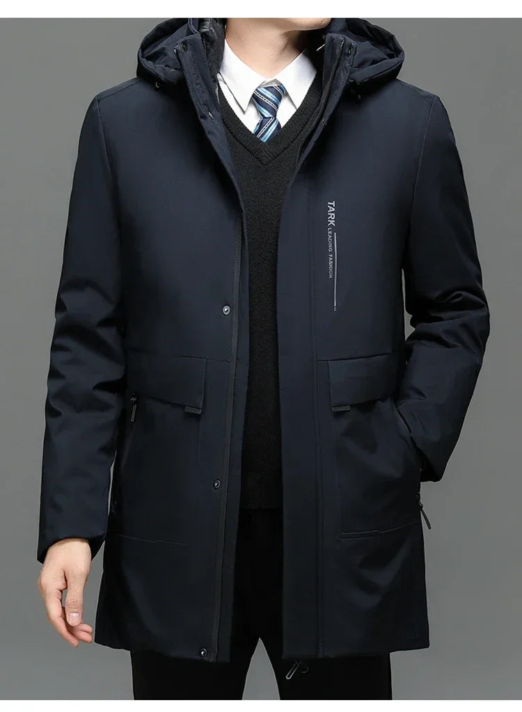 Mens Hooded Jackets Casual Outwear Long Parkas Men New Autumn Winter Warm Waterproof Parkas Jacket Coat 2 PIECES Winter Parkas