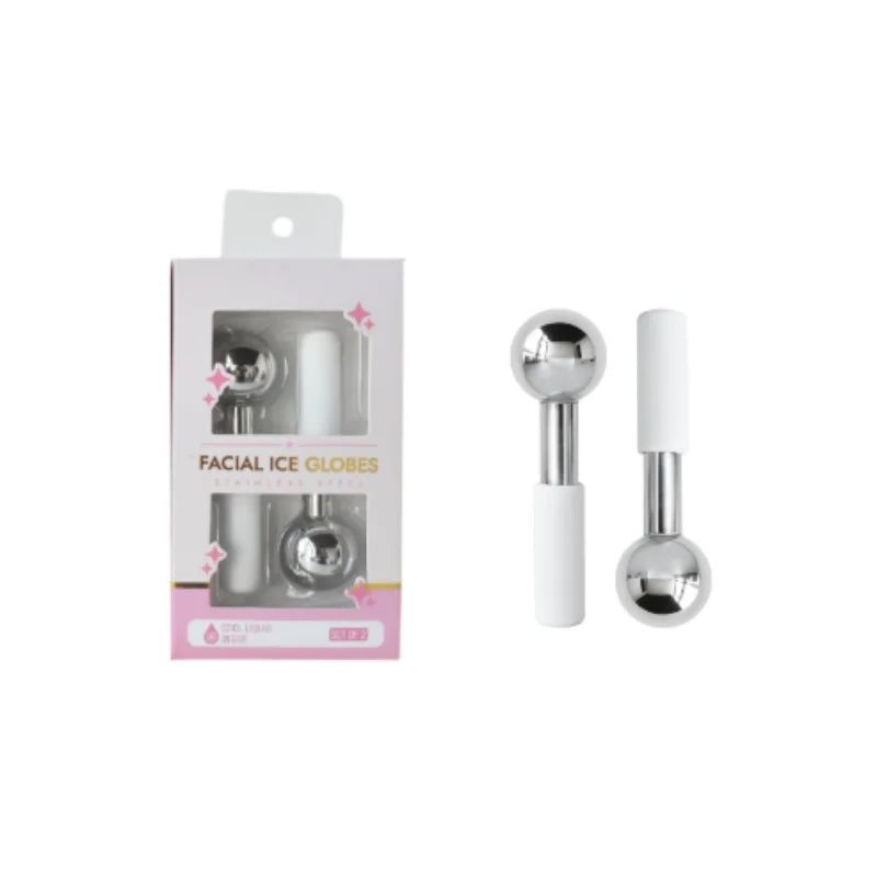 Mini 2pcs Ice Globes Stainless Steel Cryo Sticks for Face Eye Facial Cold Roller Cooling Globe for Puffiness Wrinkle Dark Circle