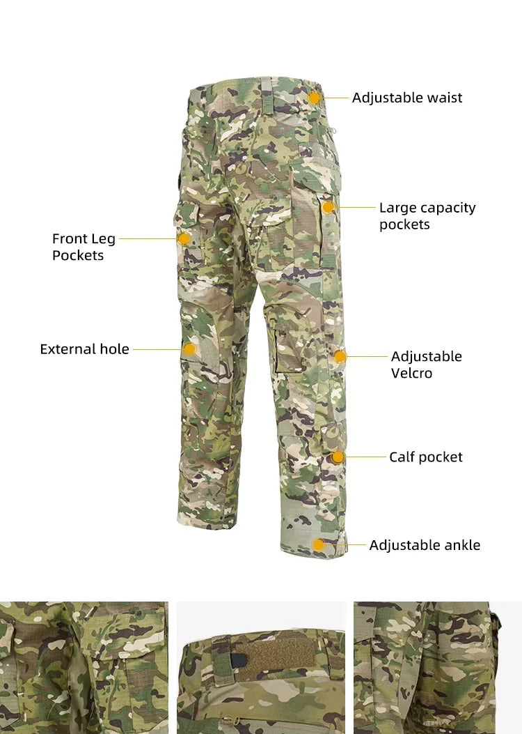 Summer Camouflage Frog Suit Men's Y2K Tactical Outdoor Quick Dry Durable Uniforms G3 Long Sleeve Hunting Training Combat Gear