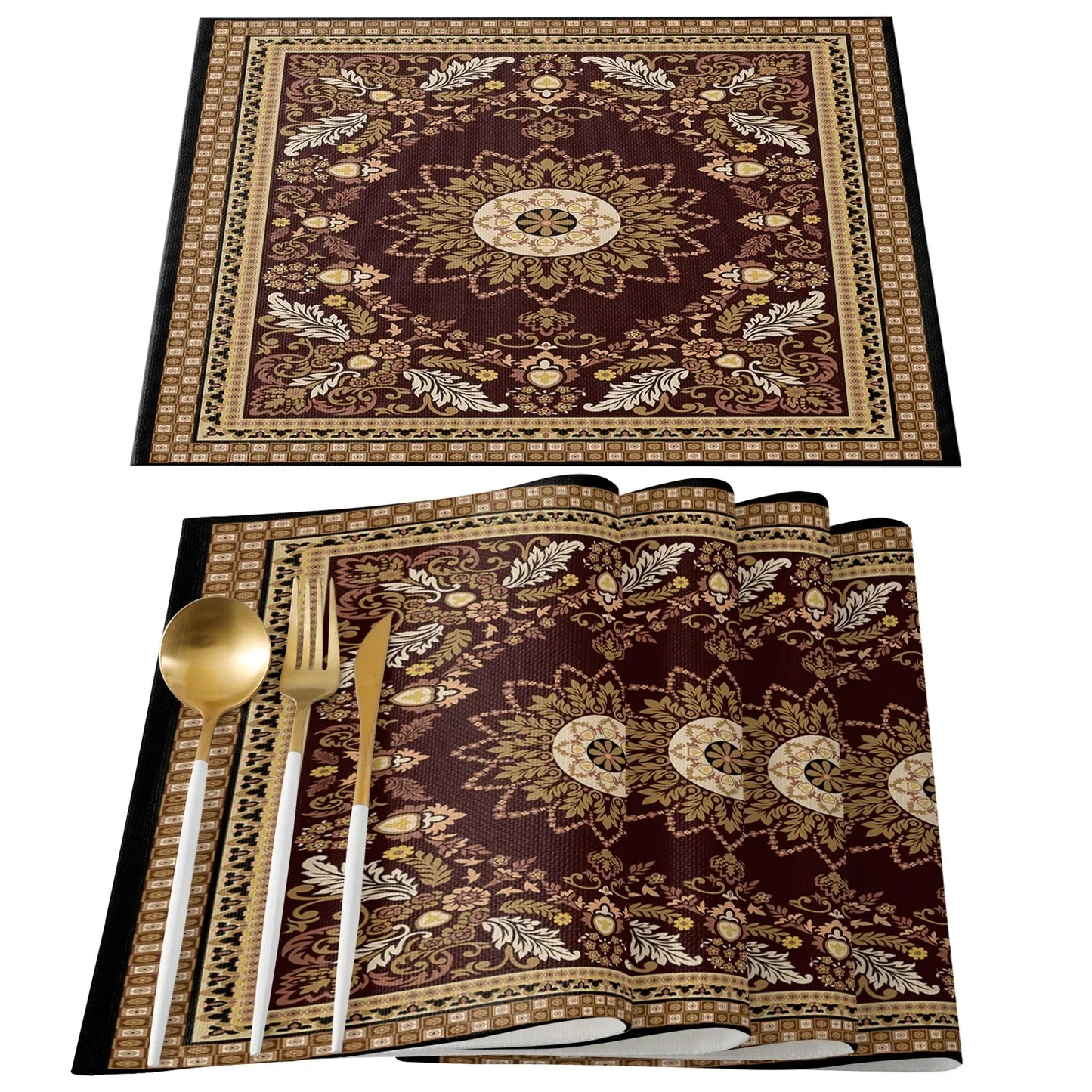 1Pcs Placemat Persian Rug Table Mat For Dining Table Kitchen Accessories Coffee Tea Coaster