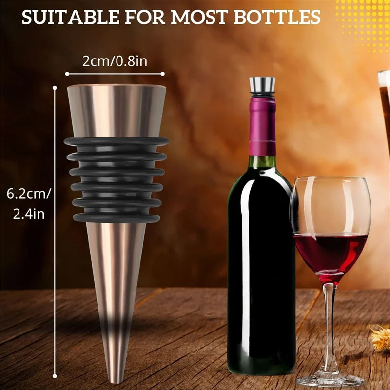 Zinc Alloy Wine Bottle Stopper Rubber Wine Stoppers Reusable Bottle Stoppers for Kitchen, Bar, Gifts, Holiday Party, Wedding