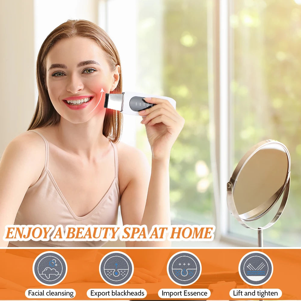 EMS Ultrasonic Cleaner Set Skin Scrubber Face Lifting Spatula Blackhead Remover Shovel Acne Pore Cleaning Facial Skin Care