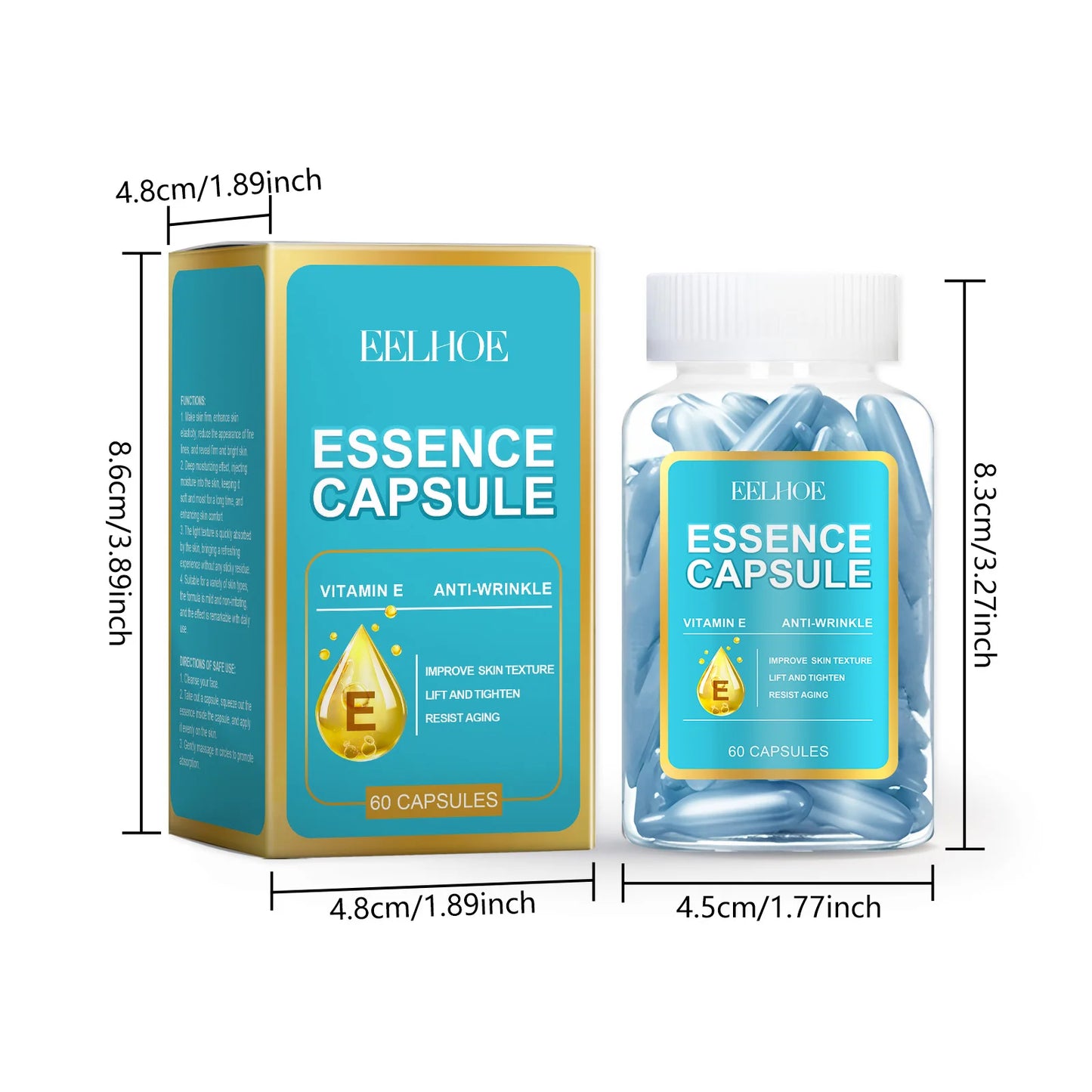 EELHOE Facial Capsule Essence Mild, Daily moisturizing, Facial Skin Care and Moisturizing Essence Capsule Winter Skincare 65g