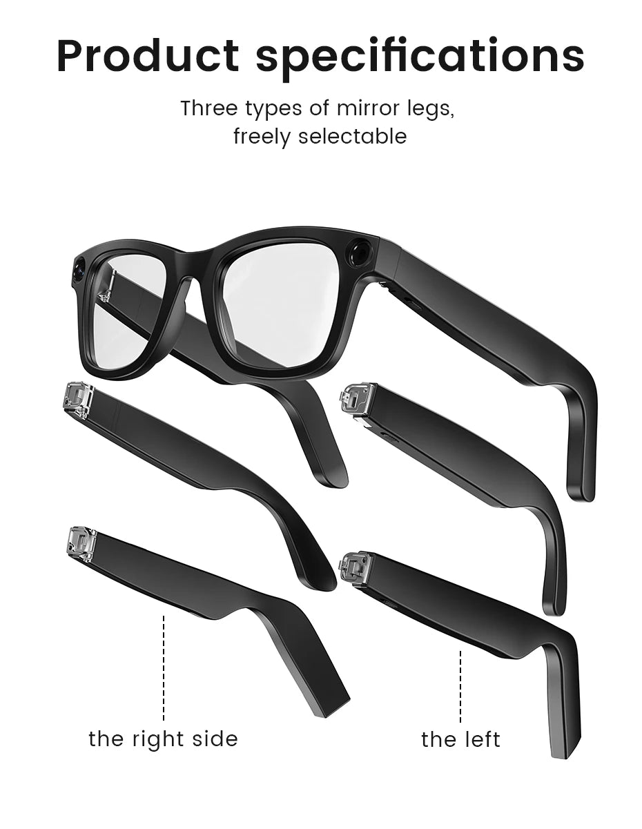 New Al Smart Glasses 800W HD Camera Anti Shake 1080P High-Definition Video Recording Touch Al Voice Wireless Call Smart Glasses