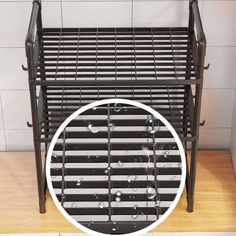 Kitchen Microwave Storage Rack Elevated Design Bilayer Countertop Shelf Organizer Oven Stand Modern Kitchen Accessories for Home