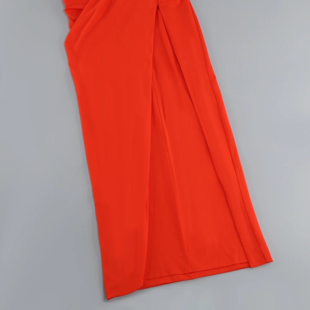 Summer New  women's Sexy breast wrapping,backless Dress, Red Wrinkled Hem Split Party ceremonial dress Long, Dress