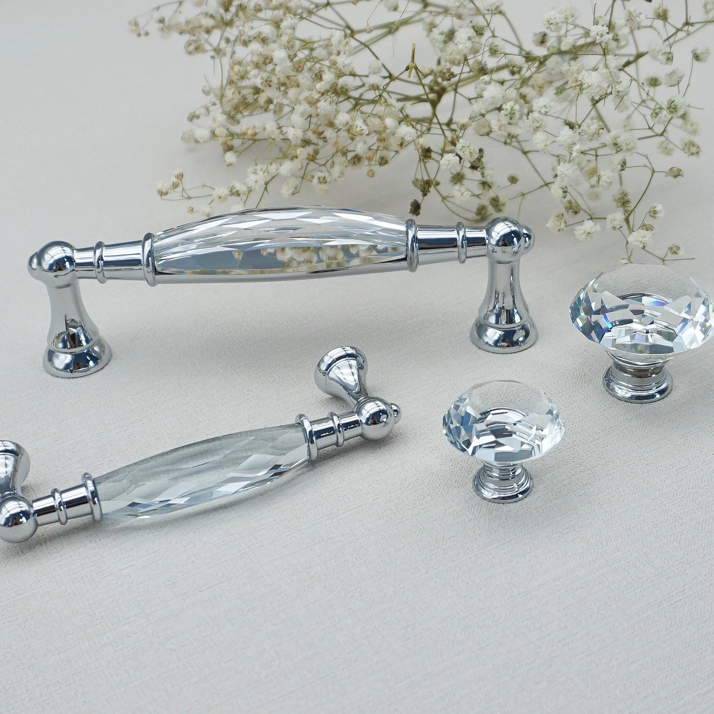 Gold Chrome Cabinet Handles Drawer Single Hole Knobs Luxury Wardrobe Dresser Pulls Modern Kitchen Accessories Furniture Hardware