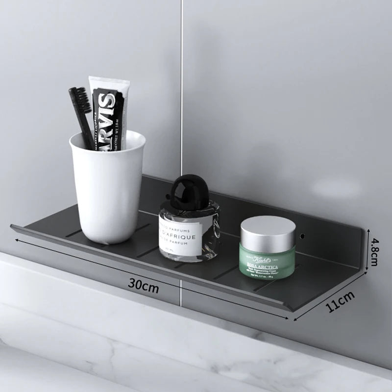 ULA Bathroom Storage Rack 30-50cm Modern Bathroom Shelves Black Silver Kitchen Wall Shelf Home Accessories