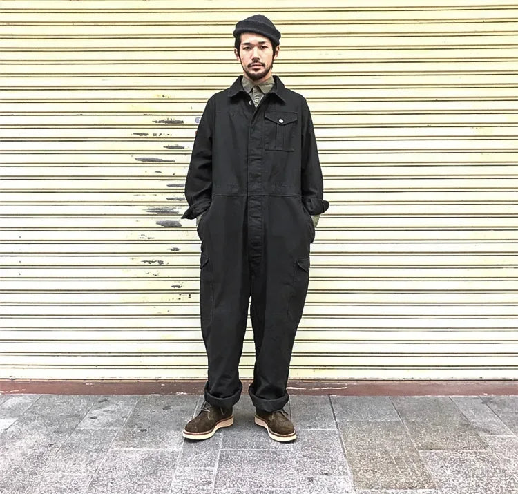 American Multi Pocket Work Suit Jumpsuit Men Fashion Brand Jumpsuit Loose Work Suit for Men