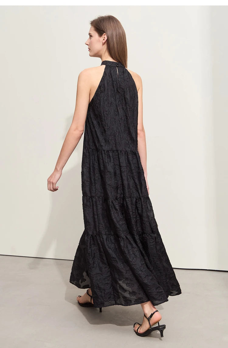 Amii Minimalism 2024 Summer New Loose Long Dress Sleeveless Large A-line Chiffon Jacquard Elegant Dresses for Women 12452064