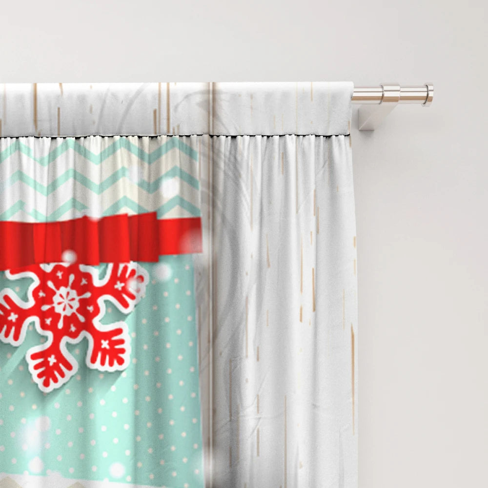 2PC Home Decoration, Printed Curtains, Happy Birthday Cake Merry Christmas, Kitchen, Coffee Shop, Living Room, Balcony, Garden