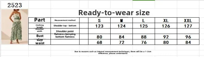 2025spring/summer New Printed Strapless Long Dress with A Stylish Design and Pleated Long Chiffon Dress for Women's Evening Wear