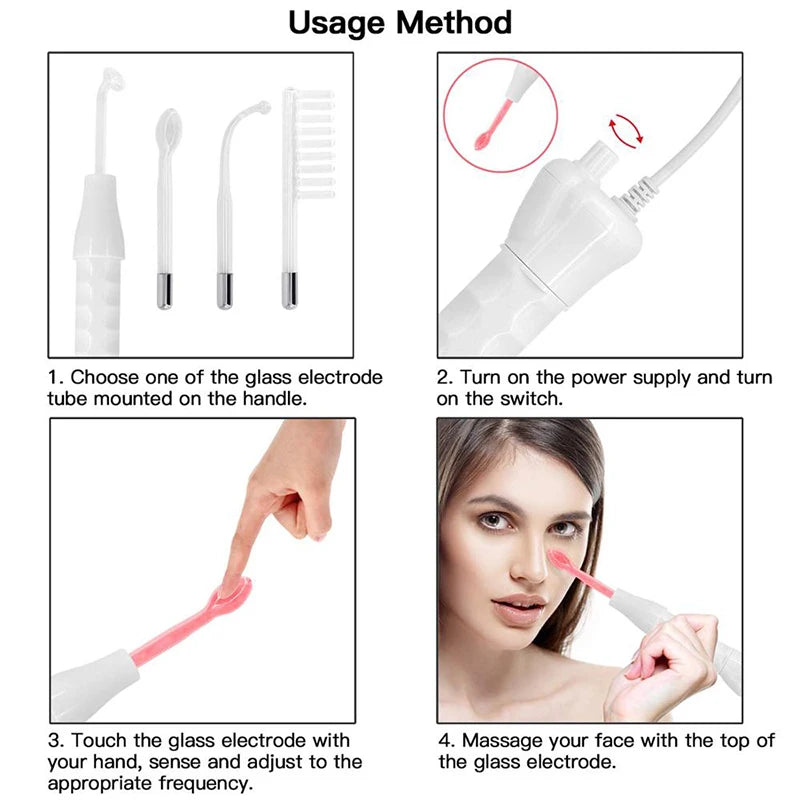 Portable High-Frequency Skin Treatment Stick Machine, Commercial Electrotherapy Machine, Neon Argon Mixed Facial Stick