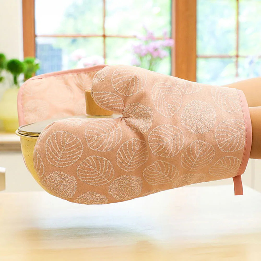 2 Pieces Thick Heat Resistant Gloves, Microwave Oven Gloves, Anti-scalding Printed Gloves Kitchen Baking Oven Gloves