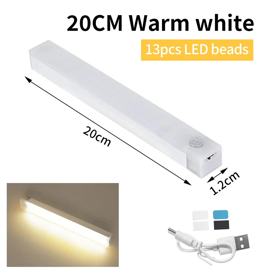 Motion Sensor Cabinet Light USB Rechargeable Lamp Night Light Closet Wardrobe Led Lights Wall Lamps Stair Bedroom Kitchen Lights