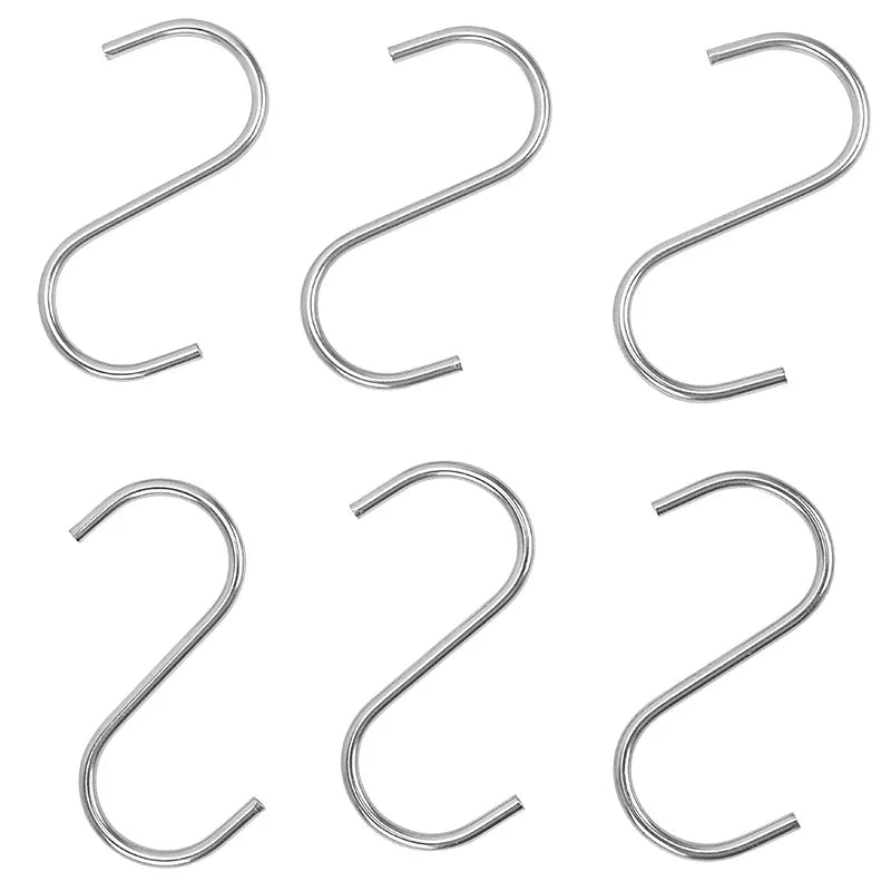 10Pcs S Shaped Hooks Stainless Steel Heavy Duty Iron Wire Clasp Over Tool Utensils Hangers Door Clothes Rack for Kitchen Home