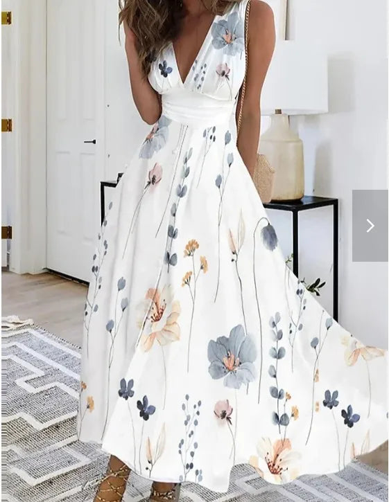Women Dress Summer 2024 New Green Sleeveless Boho A-LINE Backless Shirring Long Dress Trendy Elegant Maxi Dress for Women Beach