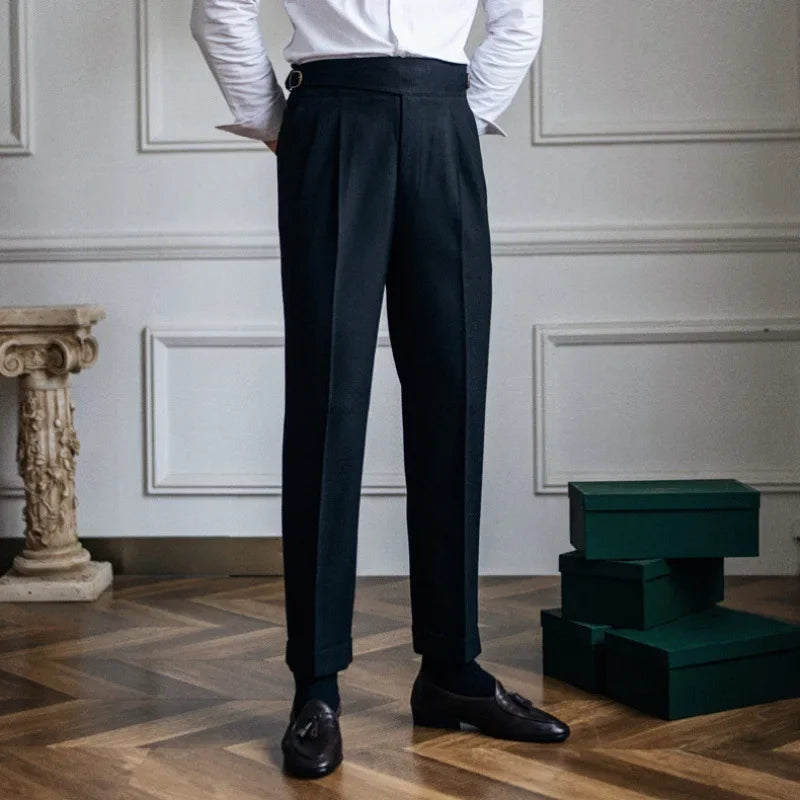 2023 Autumn/winter New Italian Style High-waisted Straight-leg Long Pants Casual Versatile Trousers For British Men