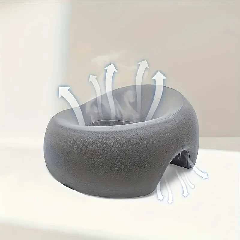 Soft O-shaped ringed pillow for spas and salons - grey interior, multi-purpose facial mat with zipper closure pillow