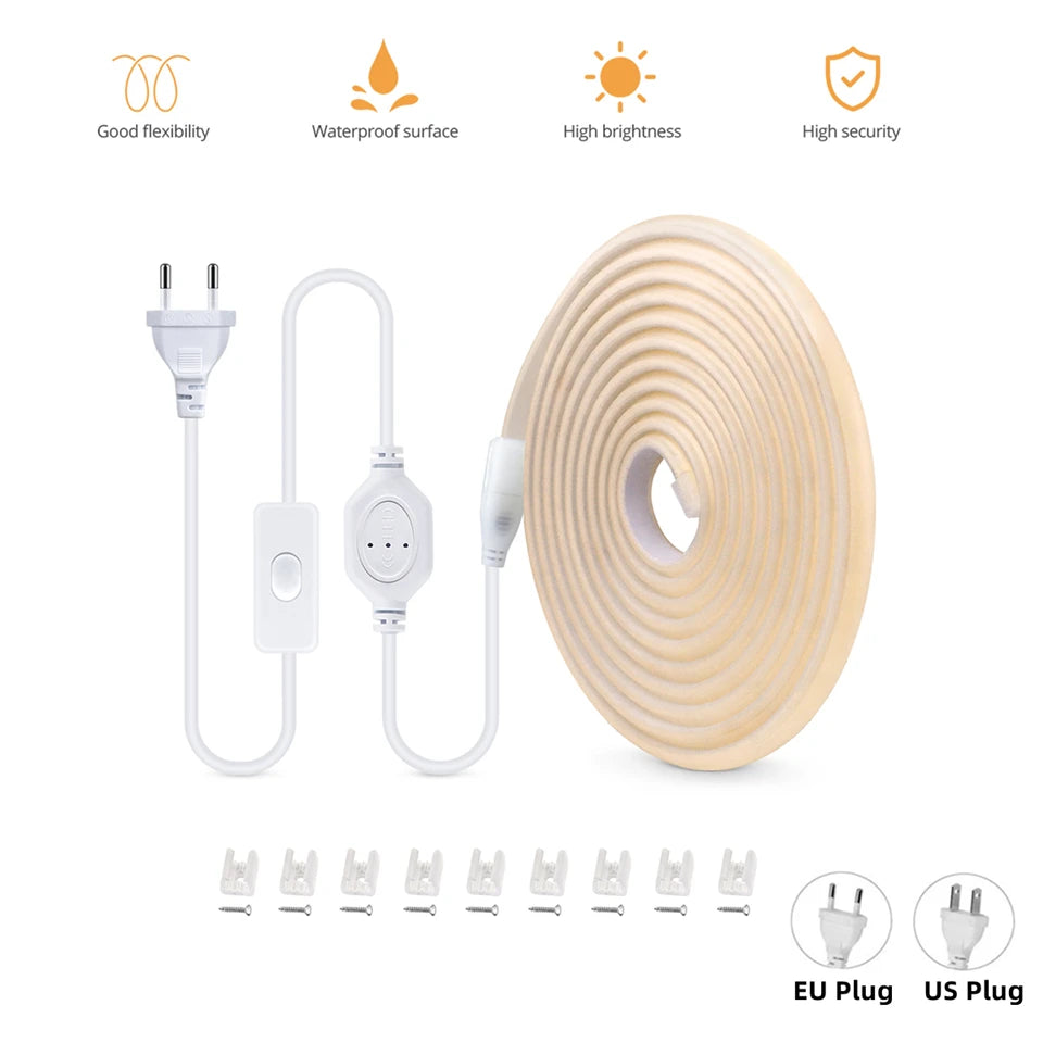 1-20m 110V 220V COB LED Strip Lights 288LEDs/m Flexible Outdoor Garden Lamp CRI RA90 Waterproof LED Tape Kitchen Cabinet Decor