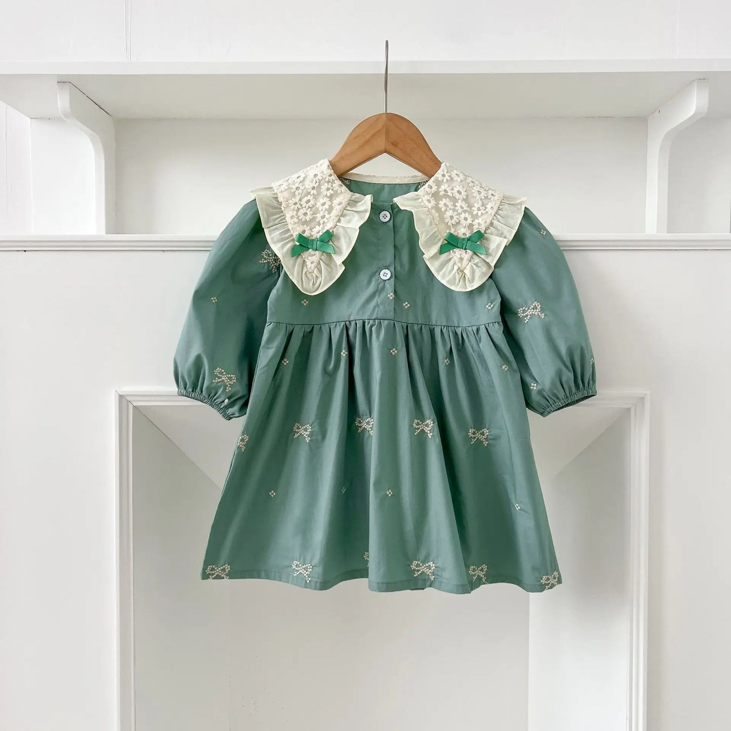 1-6Y Baby Girl Clothing Lace Autumn Casual Dresses Children Fashion Embroidery Sweet Princess Dress Long Sleeve Kids Party Dress