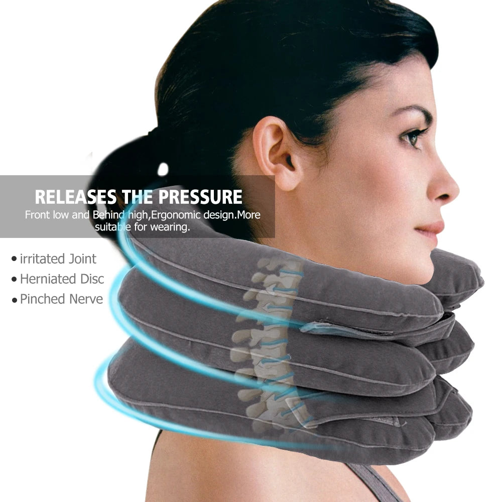 Dropshipping Inflatable Cervical Retractor Neck Massager Air Cervical Traction Neck Stretching Brace Soft Neck Cervical