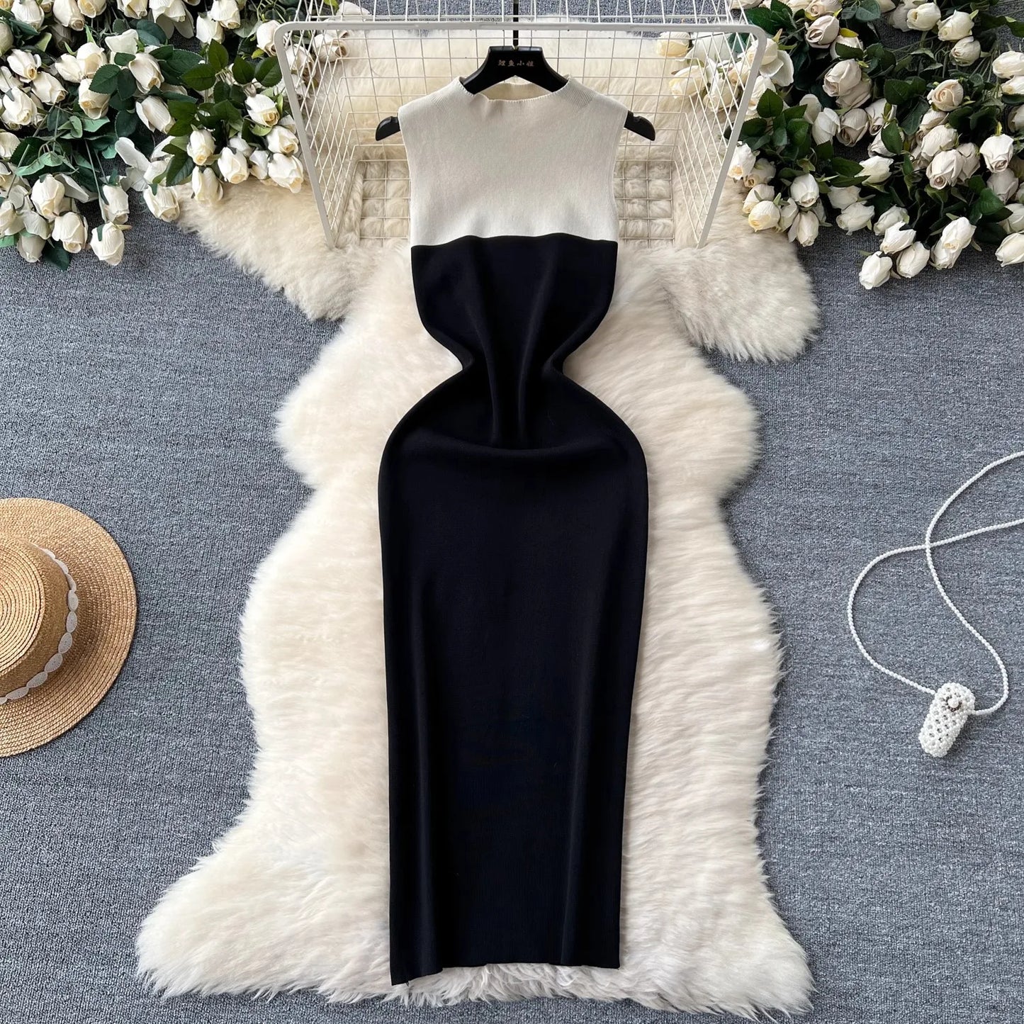 YuooMuoo Sexy Package Hips Split Bodycon Long Dress 2024 New Fashion Sleeveless Knitted Summer Dress Streetwear Ladies Outfits