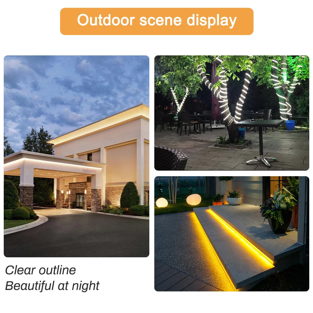 1M-50M 220V COB LED Strip Light 220V Dimmable High Bright LED Strip Waterproof Tape LED For Garden Kitchen Outdoor Strip Light