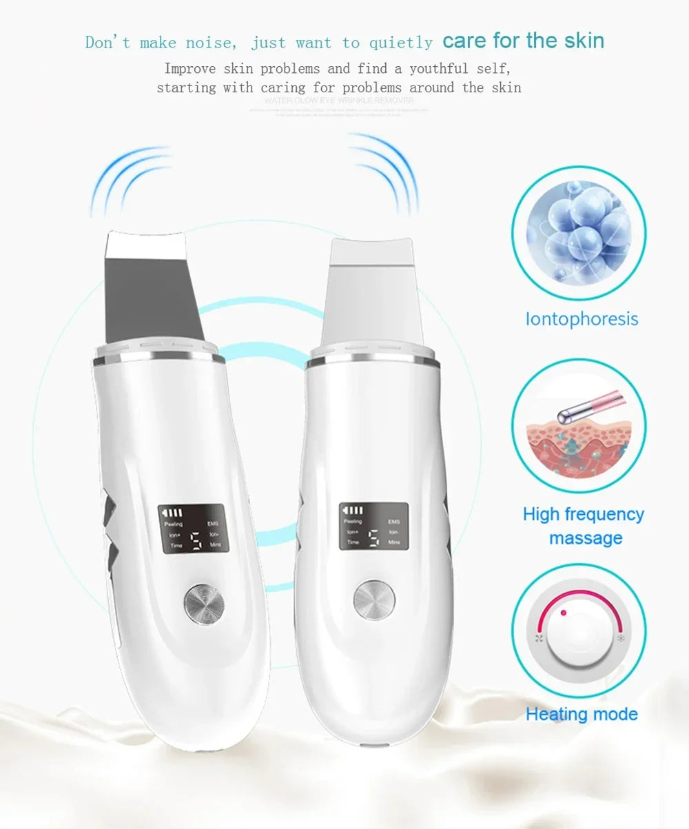 Ultrasonic Skin Scrubber Peeling Blackhead Remover Deep Face Cleaning Ultrasonic Ion Ance Pore Cleaner Facial Shovel skin care