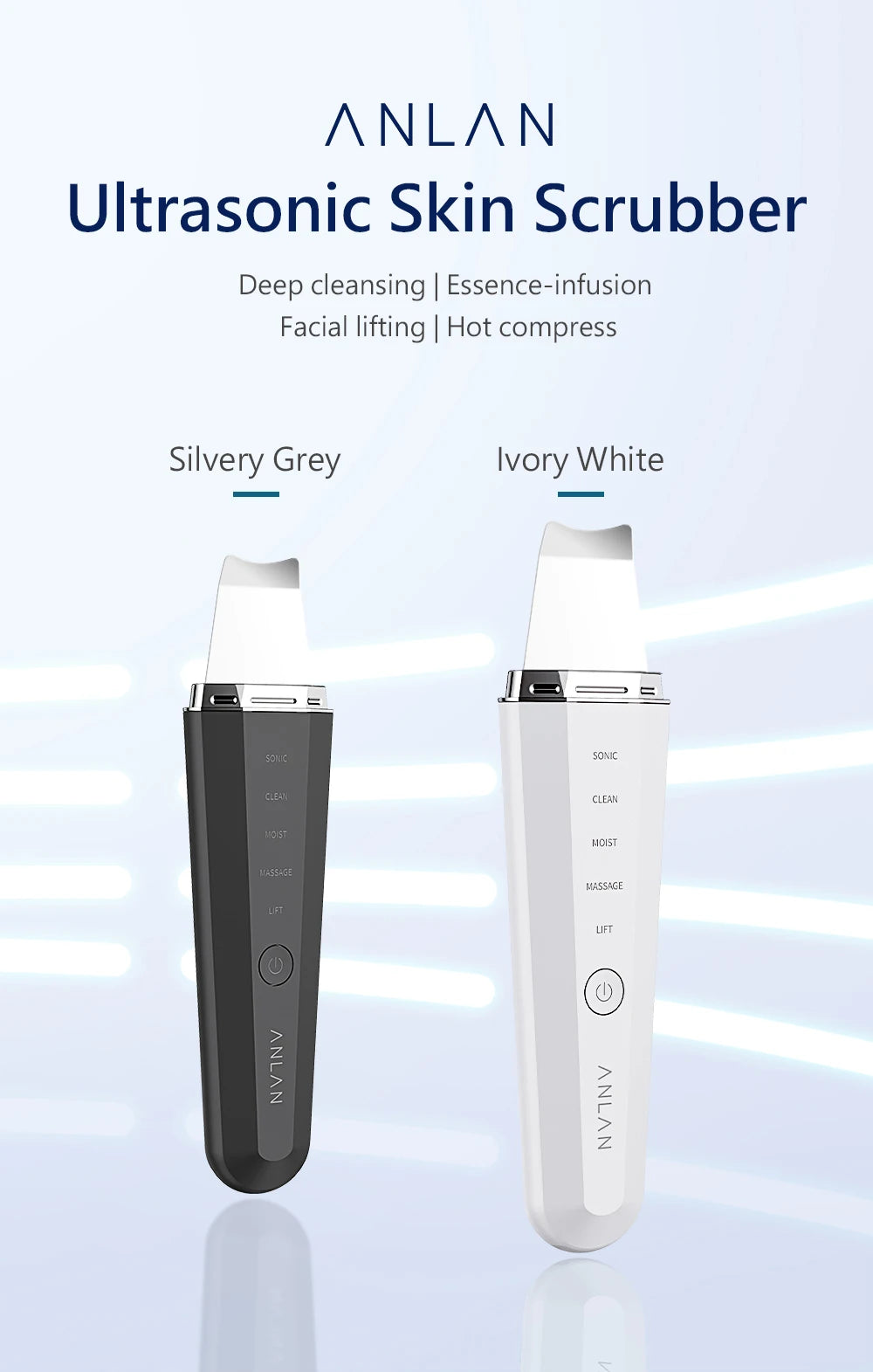 ANLAN Ultrasonic Skin Scrubber Ion Deep Face Cleaning 45℃ Heat EMS Facial Lifting Ultrasonic Cleaner Peeling Skin Care Device