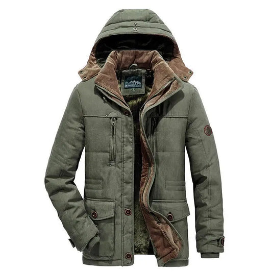 Thick Warm Coat Long Thick Fleece Hooded Waterproof Parkas Jacket Coat Winter New Men Outwear Fashion Pockets Parka Jackets mens