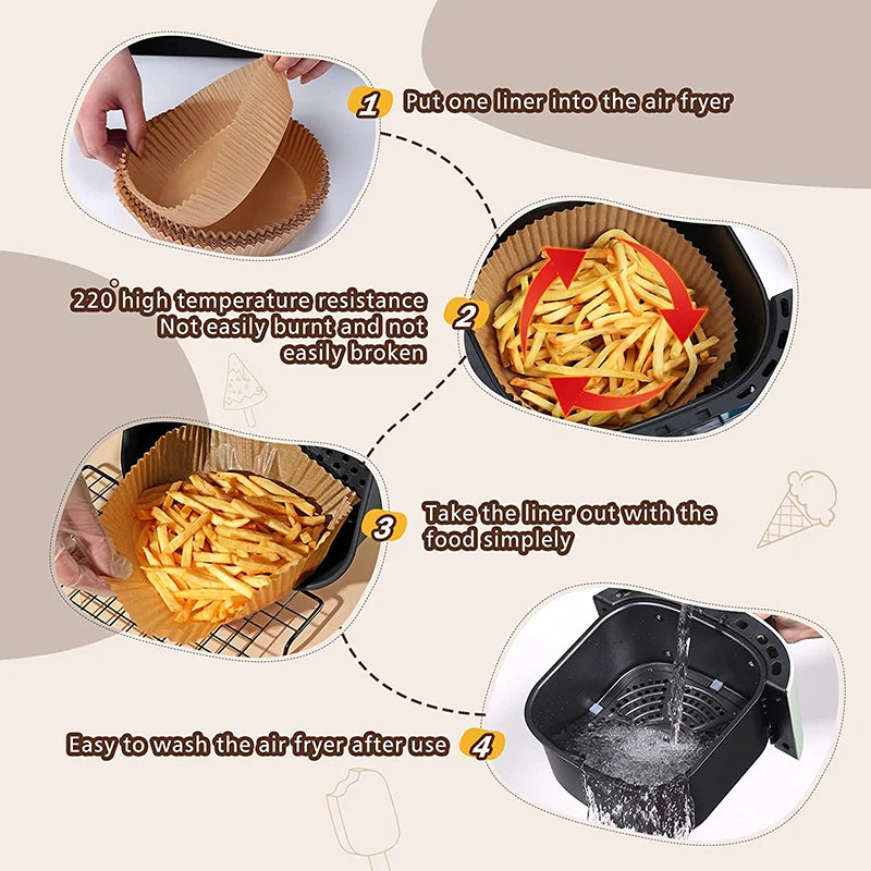 Special Paper for Air Fryer Baking Oil-proof Oil-absorbing Paper for Household BBQ Plate Oven Kitchen Pan Pad airfryer bakpapier
