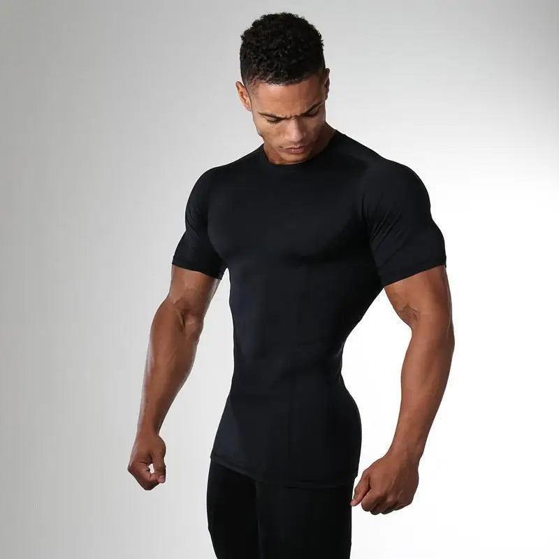 Summer Men's Quick Dry Compression T-Shirt Sport Running Short Sleeve Tees Gym Fitness Workout Bodybuilding Sweatshirt Clothes