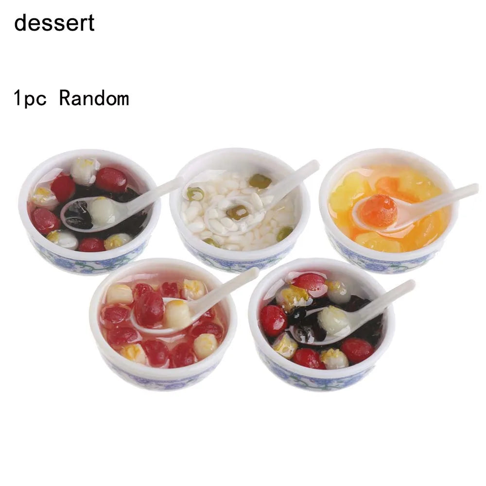 Miniature Dollhouse Chinese Rice Pastry Casserole Noodles Dessert Kitchen Toy Fake Food for 1/6 Doll Toys Dollhouse Decoration