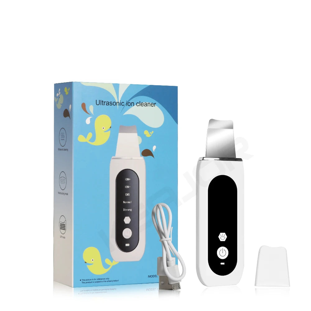 Ultrasonic Skin Scrubber Peeling Acne Blackhead Remover Ultrasonic EMS Ion Acne Pore Face Deep Cleaning Facial Shovel Cleaner