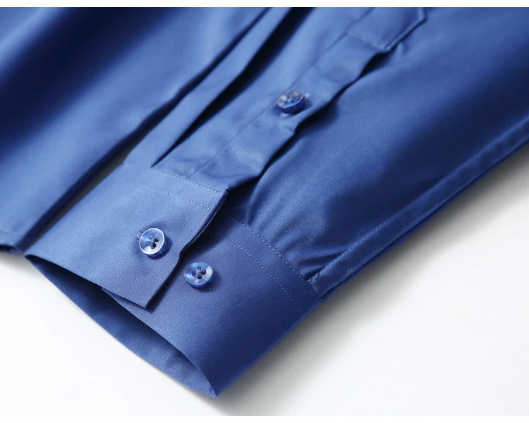 Men's Silk Touch Long Sleeve Non-iron Dress Shirt Without Pocket Stretchy Silky Regular Fit Wrinkle Free Business Casual Shirts