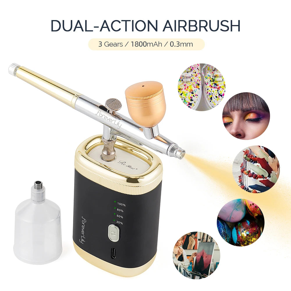 30Psi High Pressure 3 Levels Portable Airbrush For Nails Art Paint Facial Makeup Cake Pastry Painting Hair Dyeing Nano Spray Gun