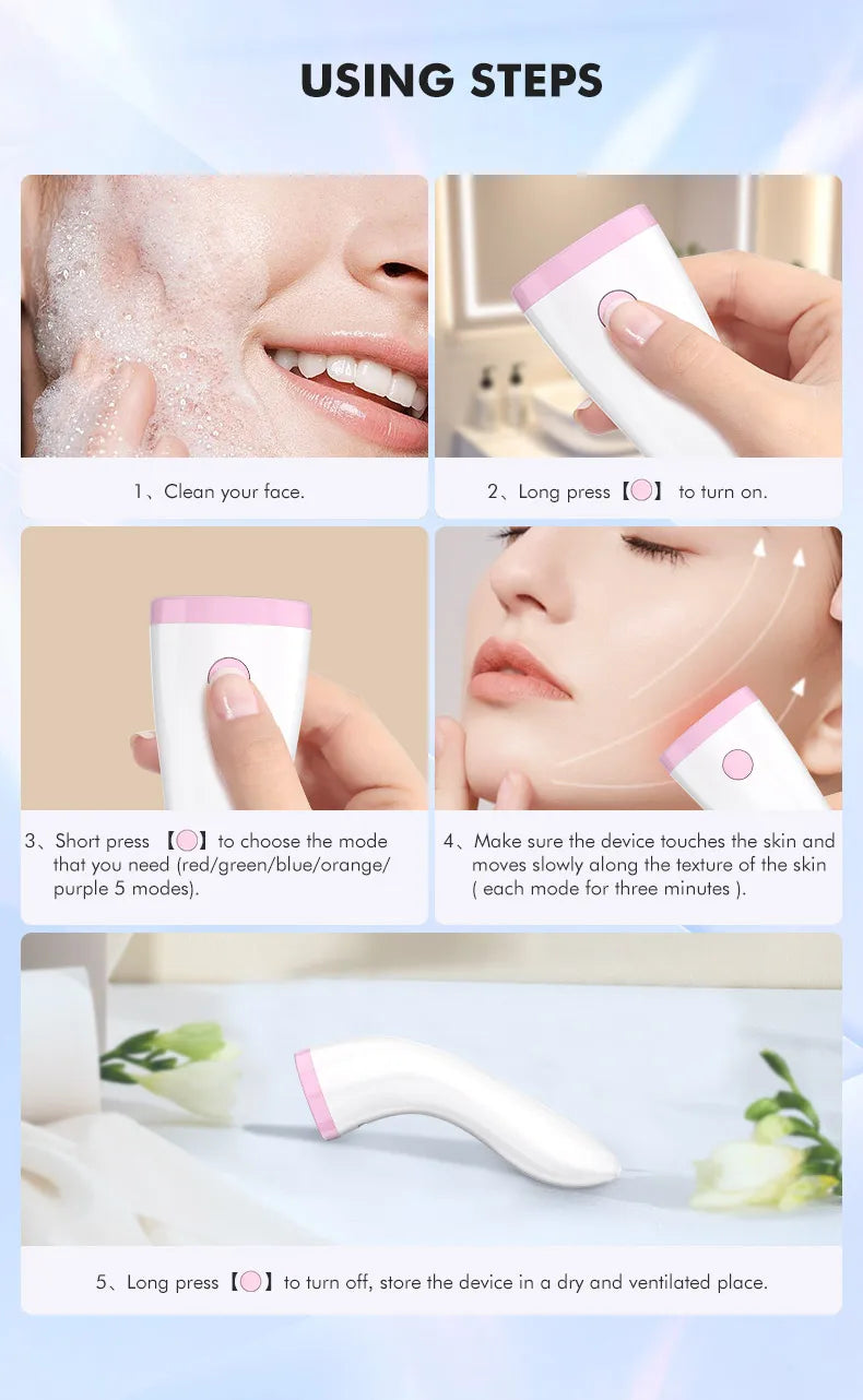 New RF UV Facial Led Red & Blue Acne Spot Treatment Home Use RF Beauty Device Equipment Wand Massager Face Light Therapy Machine