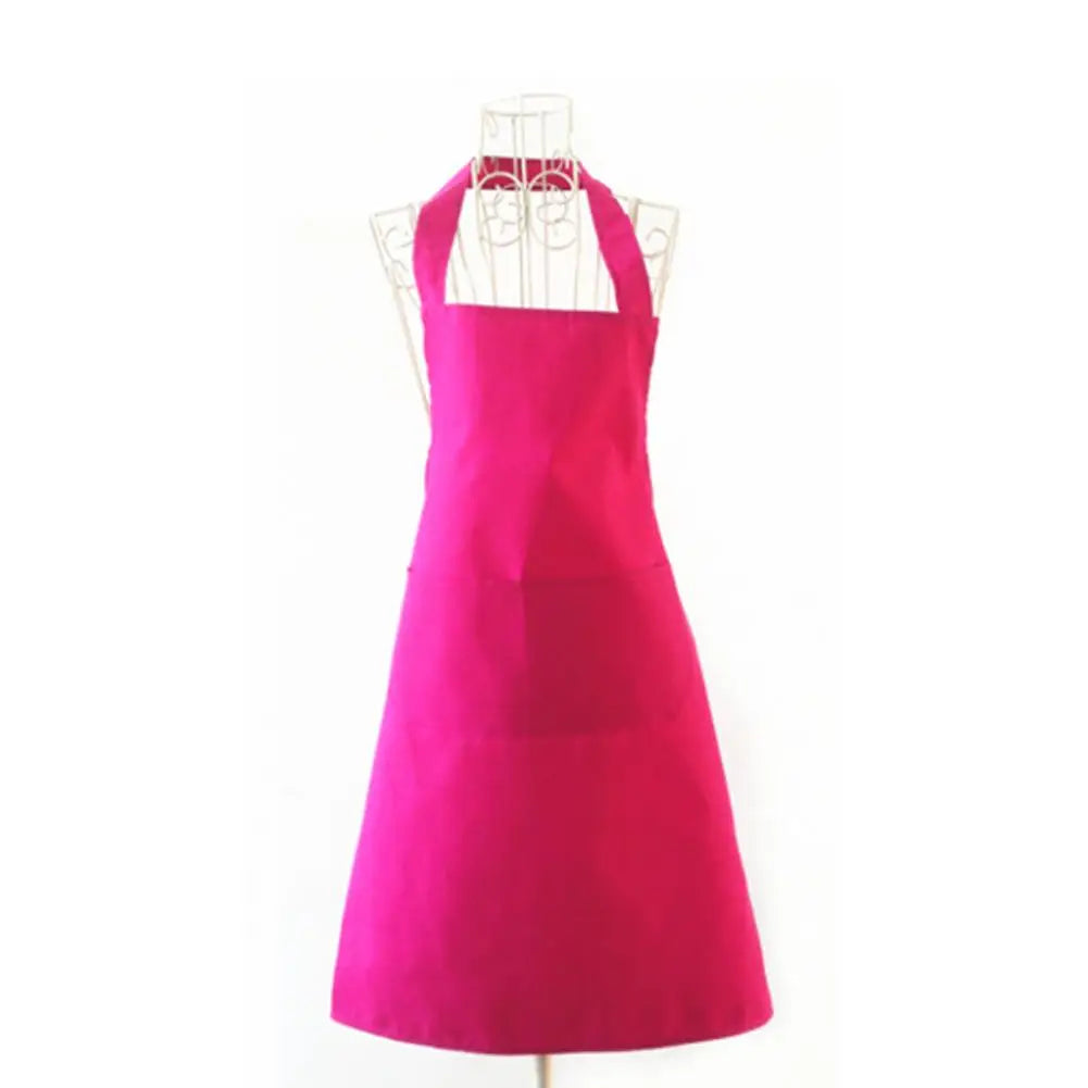 Polyester+ Cotton Blend Sleeveless Apron Black Red Coffee Orange Anti-wear Cooking Kitchen Bib Women Men Aprons With Big Pocket