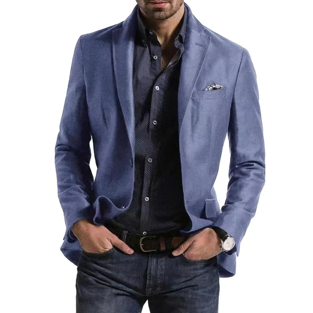 Vintage Men Suit Formal Slim Fit Plaid Print Business Jacket Long Sleeve Single Button Men Office Attire Coat