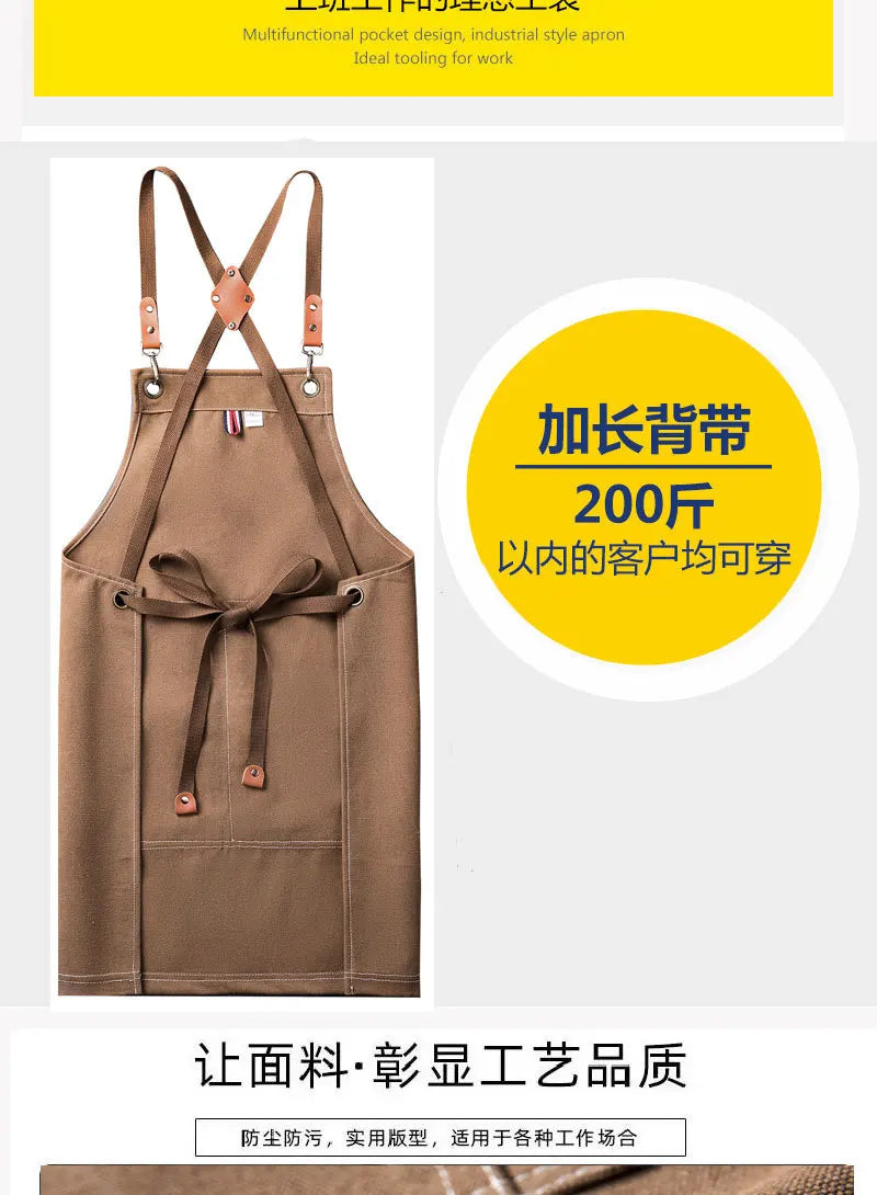 Thickened Canvas Apron Wholesale Cross-border Kitchen Garden Tools Apron Gardening Outdoor Storage Work Apron