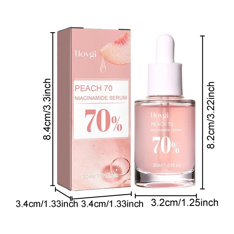 30ml Peach 70% Niacinamide Serum Moisturizing Prevent Dryness Facial Essential Oil Increasing Elasticity Smooth Soften Skin Care
