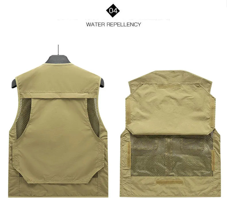 Summer Thin Mesh Vest Outdoor Sportsfor Jackets Bigsize Bomber Sleeveless Vest Casual Tactical Work Wear Camping Fishing Vests