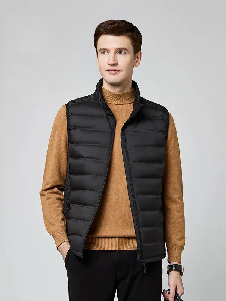 90%White Duck Down Winter Couple Vest Sleeveless Puffer Jacket Graphene Liner Stand Collar Warm Down Gilet Coats Big Size 8XL