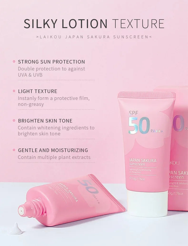 LAIKOU Sakura Sunscreen Spf50 Moisturizer Protector Facial Sun Block Isolation Lotionbloqueador solar faciales